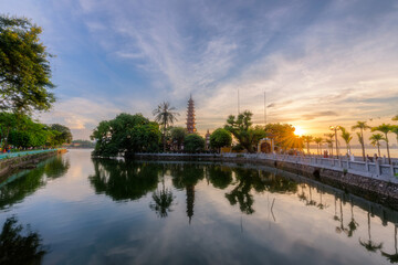 Sunset at Tran Quoc Pagoda in West Lake, Hanoi