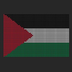 Palestine flag with grunge texture in dot style. Abstract vector illustration of a flag with halftone effect for wallpaper. Happy Independence Day background concept.