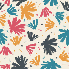 seamless plants pattern background with doodle summer flowers , greeting card or fabric