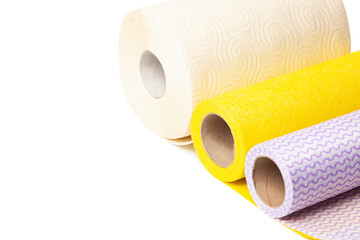 Kitchen towels bamboo roll isolated on a white background