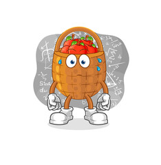 apple basket thinking hard vector. cartoon character