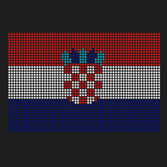 Croatia flag with grunge texture in dot style. Abstract vector illustration of a flag with halftone effect for wallpaper. Happy Independence Day background concept.