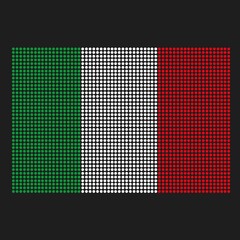 Italy flag with grunge texture in dot style. Abstract vector illustration of a flag with halftone effect for wallpaper. Happy Independence Day background concept.