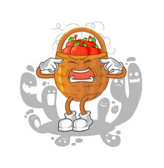 depressed apple basket character. cartoon vector