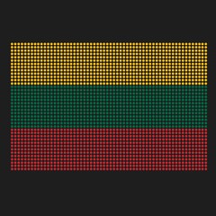 Lithuania flag with grunge texture in dot style. Abstract vector illustration of a flag with halftone effect for wallpaper. Happy Independence Day background concept.