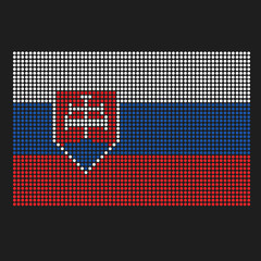 Slovakia flag with grunge texture in dot style. Abstract vector illustration of a flag with halftone effect for wallpaper. Happy Independence Day background concept.