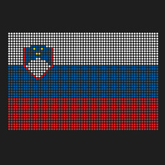 Slovenia flag with grunge texture in dot style. Abstract vector illustration of a flag with halftone effect for wallpaper. Happy Independence Day background concept.