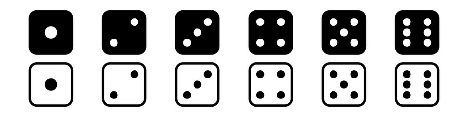Game dice icon set simple design