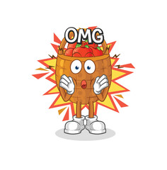 apple basket Oh my God vector. cartoon character
