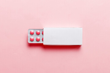 Blank White Product Package Box Mock-up. Open blank medicine drug box with blister top view