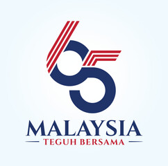 Fototapeta premium Kuala Lumpur - Malaysia. August 31, 2022: 65 Hari Kemerdekaan Malaysia, Teguh Bersama (Translation: Independence Day of Malaysia, Strong Together). 1957 - 2022. Vector Illustration.