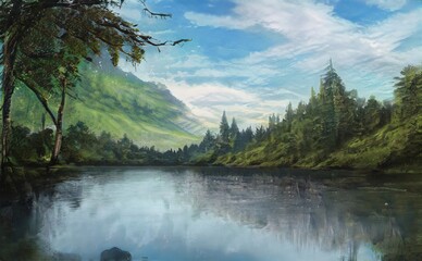 fantasy background, beautiful acrylic painting, stylized painting, unusual fantasy landscape, landscape painting, abstract landscape