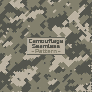 Pixel wave sand brown camouflage. Seamless digital camo pattern. Military stylish texture. Vector urban fabric, textile print designs. Seamless pattern