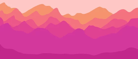 Foto op Canvas Minimalistisch landschap met bergen. Mooi verloop op de achtergrond. Achtergrond met bergen en zonsondergang. Prachtig behang en achtergronden © Elizaveta