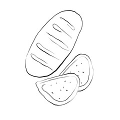 Beautiful detailed line art.Stylish background,wallpaper,template. Beautiful flowing lines.Line art with bread.Beautiful line art with bread.Stylish illustration with slices of bread.