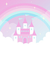 Obraz na płótnie Canvas vector background with a fairy tale castle in cloudy sky for banners, cards, flyers, social media wallpapers, etc.