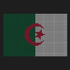 Algeria flag with grunge texture in dot style. Abstract vector illustration of a flag with halftone effect for wallpaper. Happy Independence Day background concept.