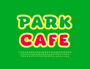 Vector colorful logo Park Cafe. Bright Green Font. Modern Alphabet Letters and Numbers set