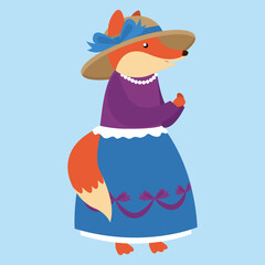 Fox Alice, fairytale fox in a hat