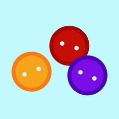 Set of three multi-colored buttons