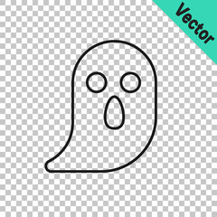 Black line Ghost icon isolated on transparent background. Happy Halloween party. Vector