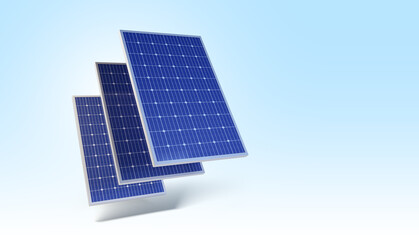 3d rendering of solar panels isolated from the background with copy space