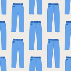 Seamless vector jeans pattern. Stylish denim fashion garment background for fabric, textile, cover etc.