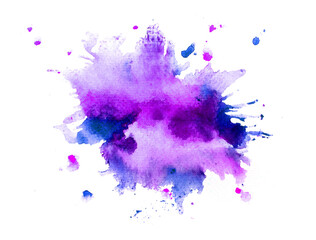 Blue and violet ink texture. Alcohol ink technique abstract background. Watercolor brush stroke. Template for banner, poster design. High Resolution watercolor texture. Copy space for text, design