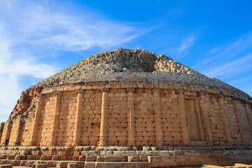 Aerial View to the Ruins of the Royal Mausoleum of Mauretania, funerary  Numidian monument in...