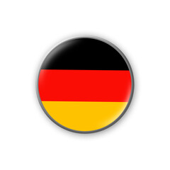 Germany flag. Round badge in the colors of the German flag. Isolated on white background. Design element. 3D illustration.