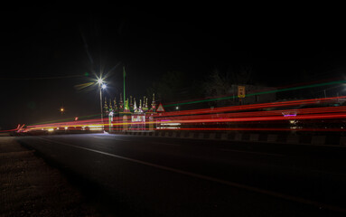 A long exposure photo with mosque