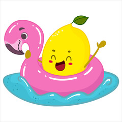 kawaii lemon character summer sticker