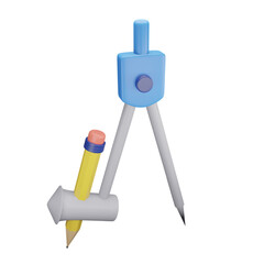 Geometry compass 3d rendering isometric icon.