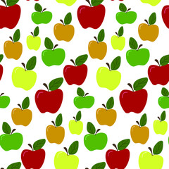 Seamless background with apples, hand-drawn. Children's illustration, vector illustration.