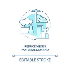 Reduce virgin material demand turquoise concept icon. Carbon removal strategy abstract idea thin line illustration. Isolated outline drawing. Editable stroke. Arial, Myriad Pro-Bold fonts used