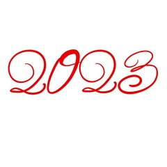 2023 red handwritten design for new year
