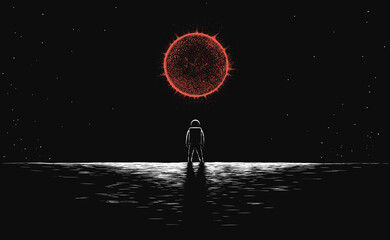 Astronaut looks to the big star © Galacticus