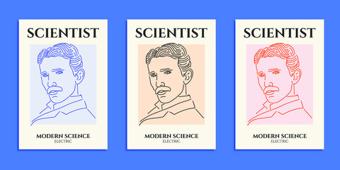 Fototapeta na wymiar Nikola Tesla Modern Poster Illustration Design