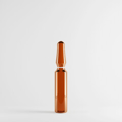 Glass amber cosmetic ampoule with collagen mockup on a light background.