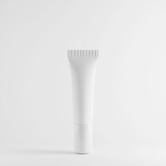Plastic white cream tube mock up presentation on minimal light background.