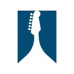 Music Logo Concept with Bookmark Shape Logo Vector Template