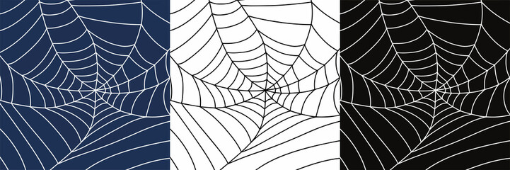 Doodle web icon set isolated on white, blue and black background. Halloween symbol. Sketch vector illustration.