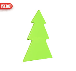 Christmas tree. New Year's holiday decor. Abstract minimal decorative festive conical shape tree. Realistic 3d design element In cartoon style. Icon isolated on white background. Vector illustration