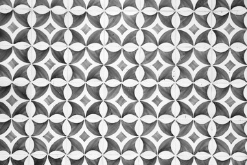 Lisbon azulejos pattern. Black and white photo of Lisbon, Portugal.
