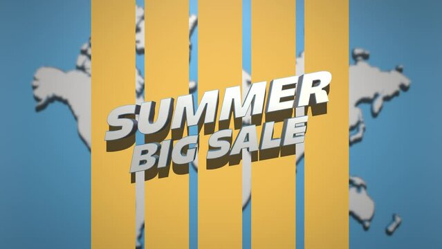 Summer Big Sale with fly airplanes and world map, motion promotion, summer and travel style background