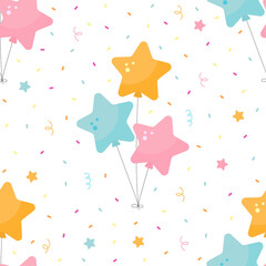 Festive seamless vector pattern with cute balloons