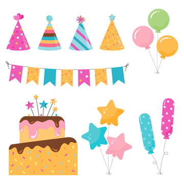 Vector set of birthday party design elements