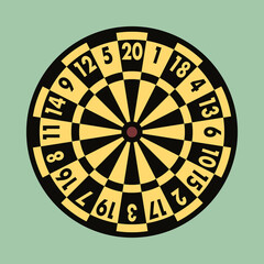 Retro Dart Board Black and Yellow