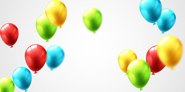 Celebrate with beautiful colorful balloons and confetti for festive decorations vector illustration.