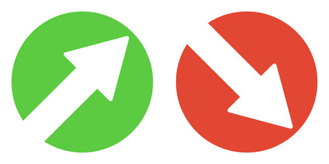 Pfeil Icon nach oben und unten in grünem und rotem Kreis